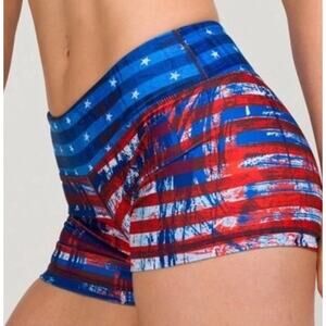 IAB Mfg Shorts Patriotic Flag Women’s Large Compression Athletic Booty Crossfit
